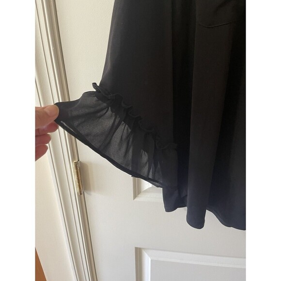 Susan Graver Women’s Size Large Black Blouse Ruffle Trim Career - Picture 7 of 9